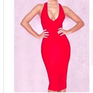House Of CB London Bandage MIDI Red Dress